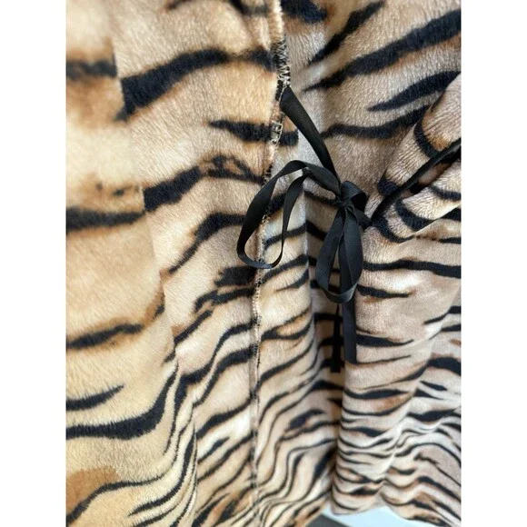 Victorias Secret Tiger Print Robe Sz M/L Women's Plush Brown Black Animal - Picture 7 of 9